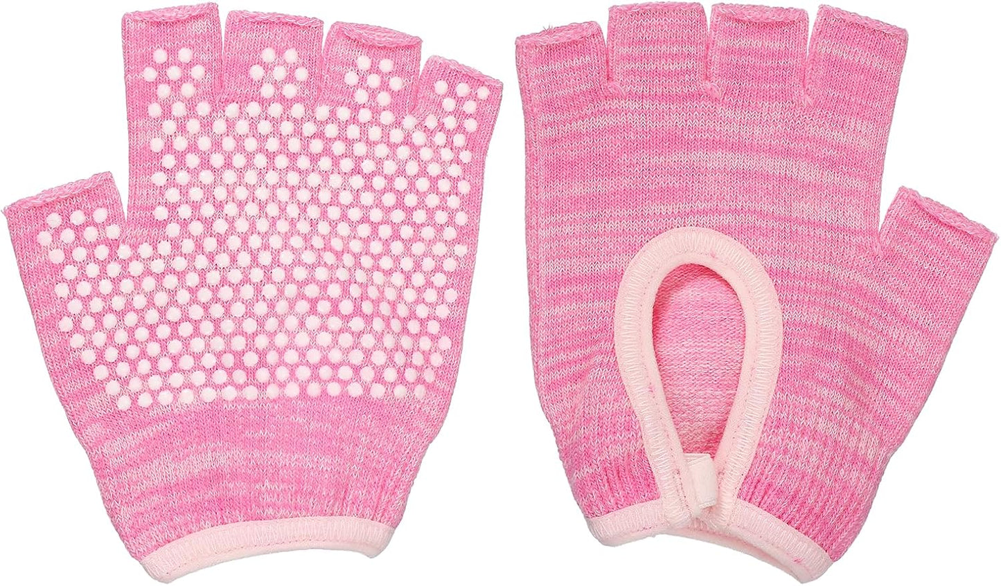 Yoga Gloves, Non Slip Fingerless Pilates Gloves Breathable Exercise Workout Mittens