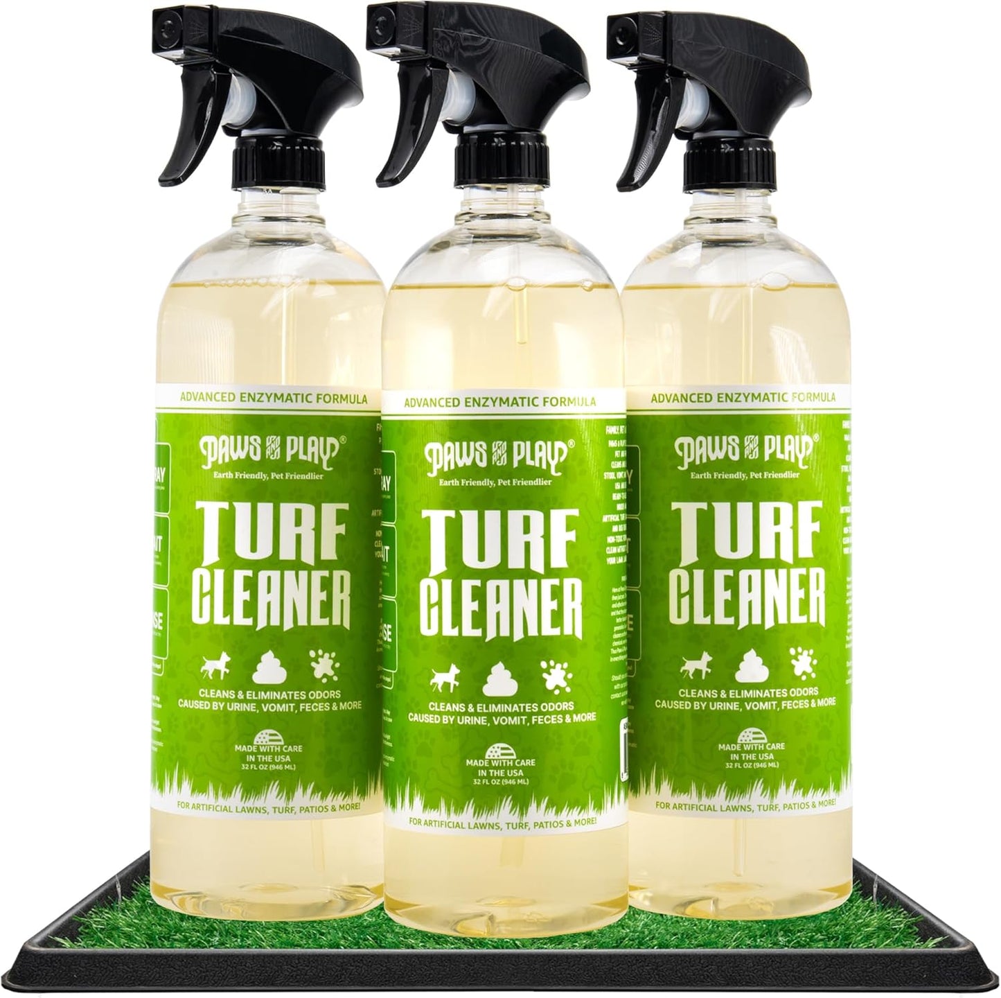 Paws and Play Turf Cleaner for Pet Urine Outdoor and Indoor | Artificial Grass Dog Urine Cleaner That Cleans and Deodorizes Pet Waste on Fake Grass For Dogs - 32 Fl Oz (Single)