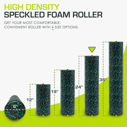 ProsourceFit High Density Foam Rollers 12 - inches long, Firm Full Body Athletic Massage Tool for Back Stretching, Yoga, Pilates, Post Workout Muscle Recuperation, Black