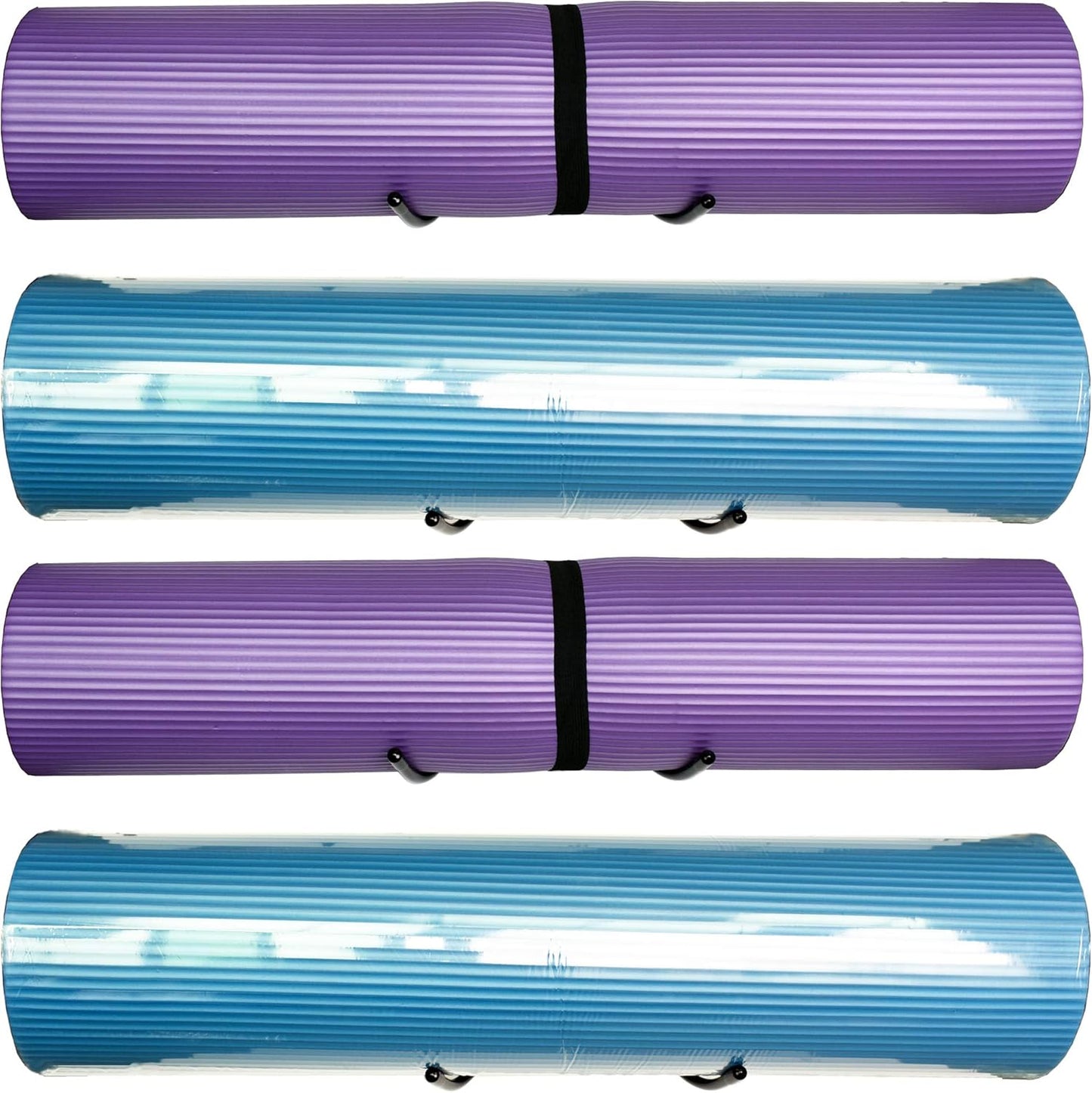 YYST Yoga Mat Foam Rollers Wall Rack Wall Storage Mount Wall Holder Storage Shelf for Foam Rollers and Yoga Mat, Up to 8 Inch Diameter - No Mat -4/PK
