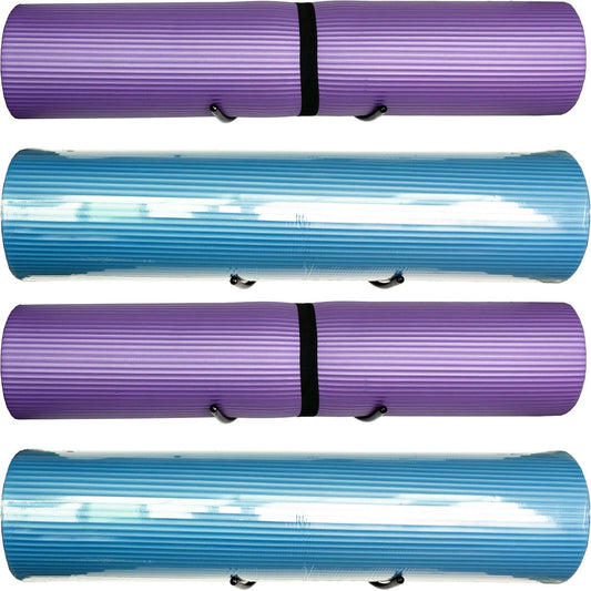 YYST Yoga Mat Foam Rollers Wall Rack Wall Storage Mount Wall Holder Storage Shelf for Foam Rollers and Yoga Mat, Up to 8 Inch Diameter - No Mat -4/PK