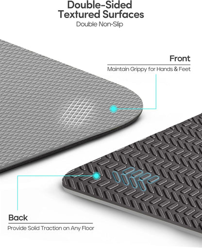 Heathyoga Yoga Mat Non Slip TPE Pilates Exercise Mats for Home Workout Gym Fitness Eco Friendly Thick Hot Yoga Mat with Strap Body Alignment,72"x 26" Thickness 1/4"