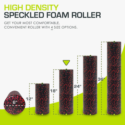 ProsourceFit High Density Foam Rollers 12 - inches long, Firm Full Body Athletic Massage Tool for Back Stretching, Yoga, Pilates, Post Workout Muscle Recuperation, Black