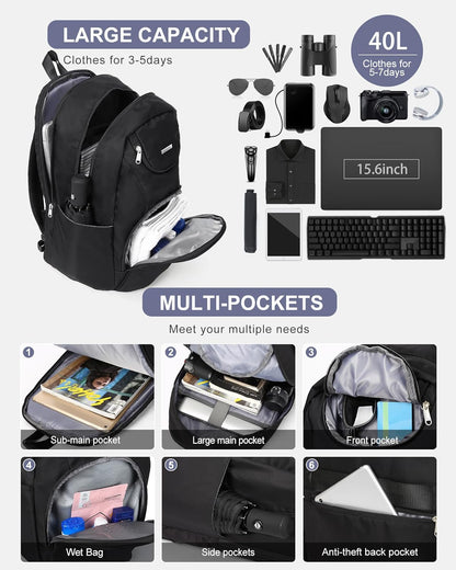 Gym Backpack for Women Men,Cheer bag,Lightweight Gym Bag with Shoe Compartment, Waterproof Sports Backpack with Wet Pocket, Black