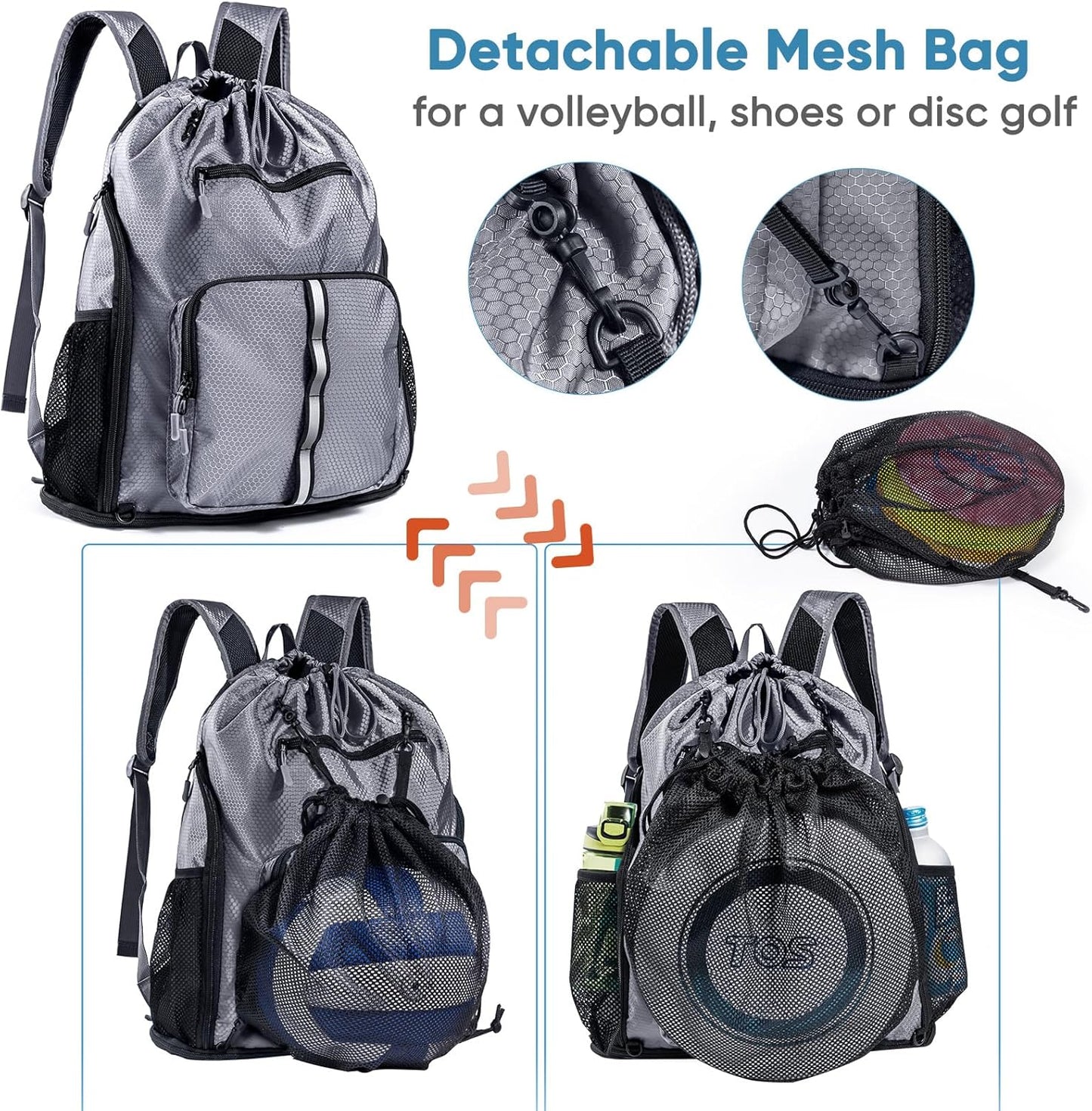 Large Beach Backpack Waterproof Sandproof - Customized Oversized Drawstring Pool Bag with Shoe Compartment for Toiletries, Towels, Gym, Travel