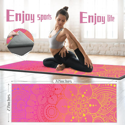 Yoga Towel,Absorbent Yoga Mat Towel for Hot Yoga Non Slip,Stylish Prints,Ideal for Workouts,Hot Yoga,Bikram,Pilates Equipment,72 x 27 in,Gradient Mandala