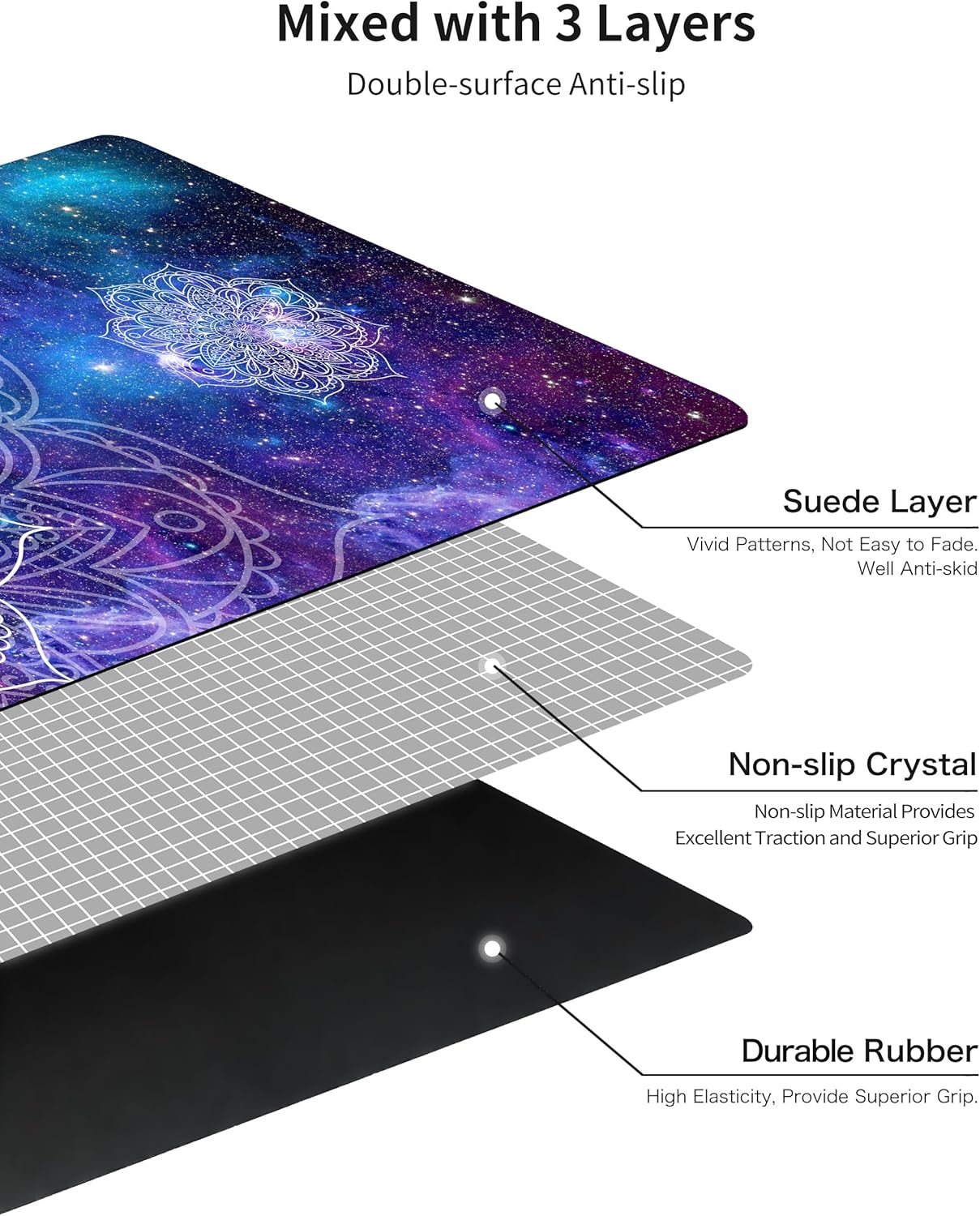 nuveti Printed Travel Yoga Mat-1/16 Inch Thick Non Slip Fitness Workout Mat with Carrying Bag, Foldable Lightweight Suede & Natural Rubber Yoga Mat for Yoga Pilates and Fitness 72" L x 24" W x 1.5mm