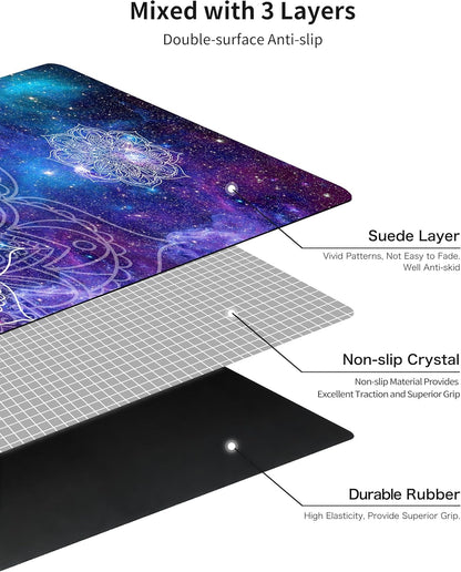 nuveti Printed Travel Yoga Mat-1/16 Inch Thick Non Slip Fitness Workout Mat with Carrying Bag, Foldable Lightweight Suede & Natural Rubber Yoga Mat for Yoga Pilates and Fitness 72" L x 24" W x 1.5mm
