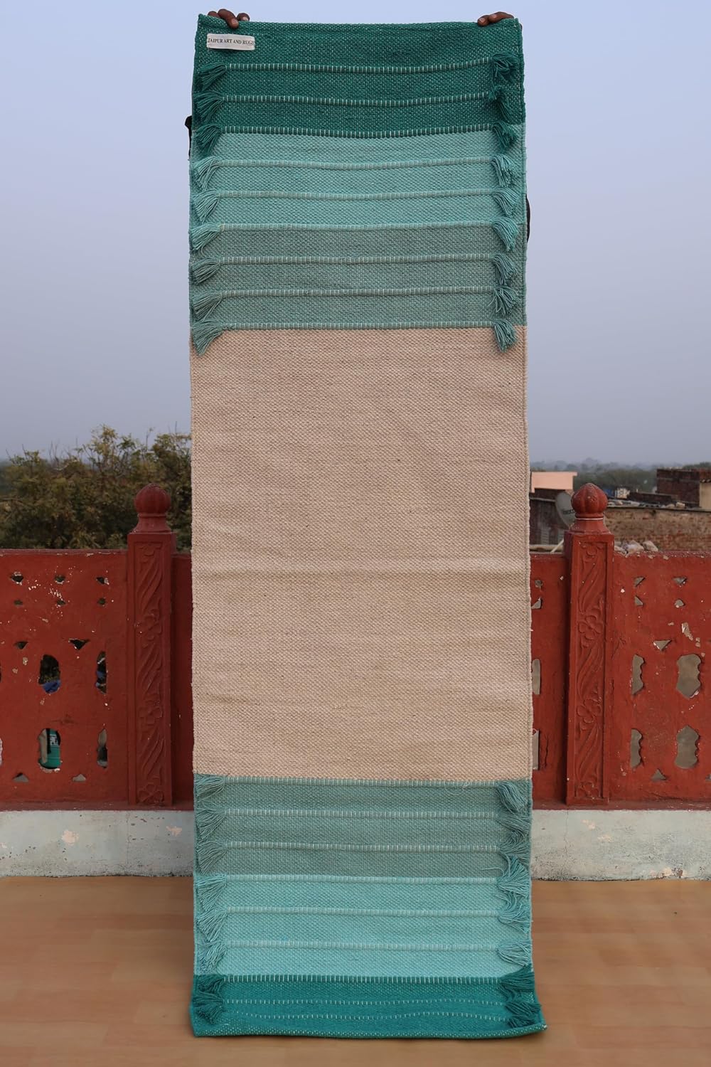 Jaipur Art & Rugs Cotton Yoga Rug - Eco-Friendly Hand-Woven Thick Mat (24”x72”x5mm) for Everyday Fitness at Home - Comfortable & Extra-Long - Colors A