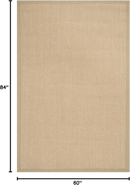 SAFAVIEH Area Rug 11x15 - Natural Fiber Collection - Large - Maize & Linen Color, Sisal, Woven Design with Border (NF141B) - Colors B