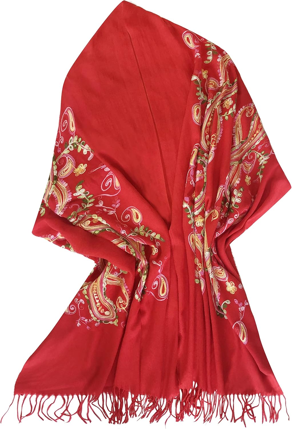 Urban CoCo Women's Embroidered Oversize Tassel Shawl Scarf Wraps for Women