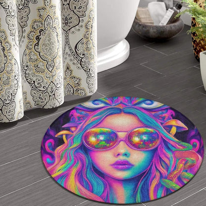 Machine Washable Modern Round Area Rug, Room Sofa Yoga Soft Round Carpet, Home Decor Non Slip Kitchen Office Circle Rug Union Jack Flag UK Mandala Art, 60inch