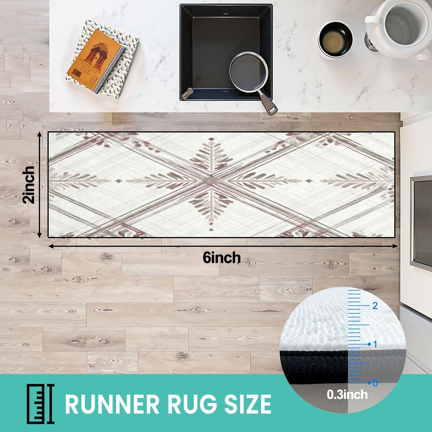 Runner Rug Washable 2x6 White Navy Blue Green Tartan Plaid Scottish Texture from Tartan Plaid Non-Slip Hallway Area Rug Indoor Outdoor Home Decor for Entryway Bathroom Kitchen Carpet Yoga Floor Mat