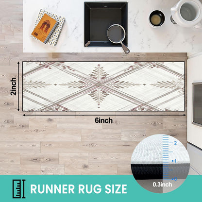 Runner Rug Washable 2x6 White Navy Blue Green Tartan Plaid Scottish Texture from Tartan Plaid Non-Slip Hallway Area Rug Indoor Outdoor Home Decor for Entryway Bathroom Kitchen Carpet Yoga Floor Mat