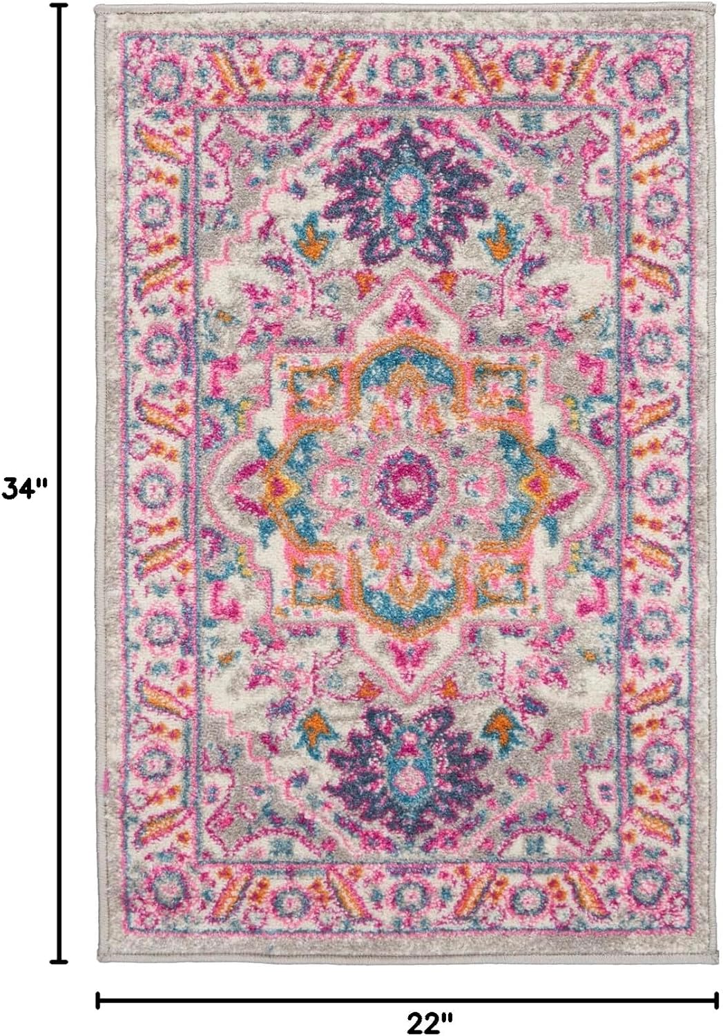 Nourison Home Passion Teal Multicolor 9' x 12' Area Rug - Easy Clean, Non Shedding, Bed Room, Living Room, Dining Room, Kitchen (9' x 12')