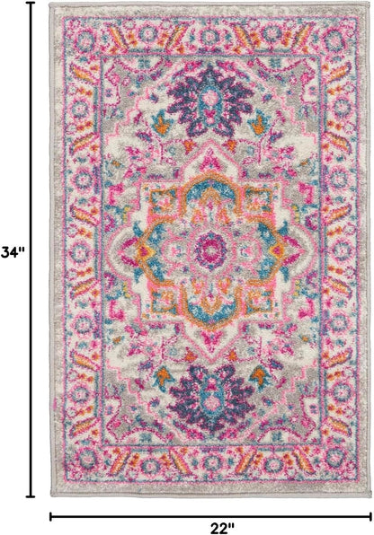 Nourison Home Passion Teal Multicolor 9' x 12' Area Rug - Easy Clean, Non Shedding, Bed Room, Living Room, Dining Room, Kitchen (9' x 12')