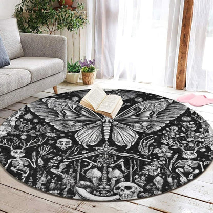 Machine Washable Modern Round Area Rug, Room Sofa Yoga Soft Round Carpet, Home Decor Non Slip Kitchen Office Circle Rug Trippy Rainbow Mushroom Tie Dye Art, 60inch