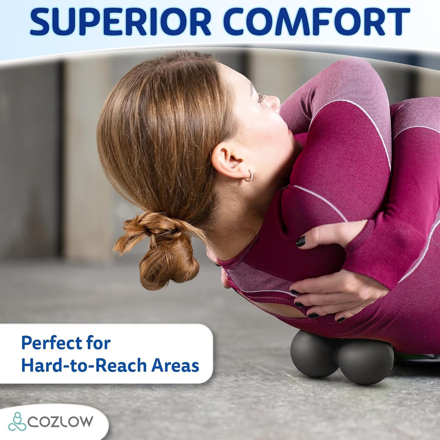 COZLOW Double Lacrosse Silicone Massage Ball - Cobalt Blue - Peanut Trigger Point Roller for Mobility, Deep Tissue Therapy, Myofascial Release - Acupressure Tool for Muscle Pain Relief