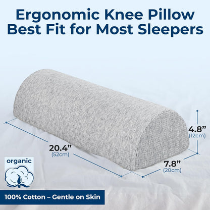 5 STARS UNITED Knee Pillow for Back Sleeping – Half Moon Bolster Pillow for Legs, Under Knee Pillow for Sleeping on Back, Memory Foam Leg Pillow for Back Pain, White