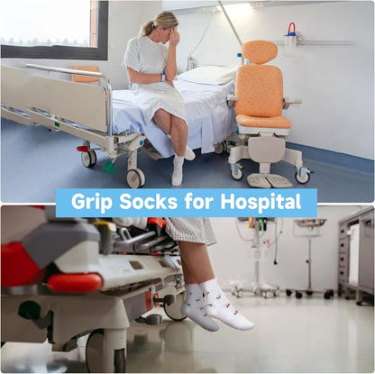 Grip Socks Pilates,4/6Pairs Cotton Cute Pilates Socks for Women, Ruffle Grippy Sock for Yoga Barre Hospital 5-10in