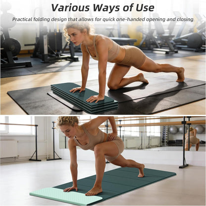 HAHE Foldable Yoga Exercise Mat, 74"Lx32"Wx1/3"Thick, TPE Multi-purpose Workout Mats with Non-slip Surface, Portable for Yoga/Pilates/Studio/Home Gym