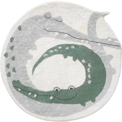 Poowe Cute Animals Kids Room Rug,39.4" Round Washable Area Rugs Rabbit Rug Nursery Rug for Baby Boys Girls Play Mat Floor Carpet Non Slip Soft Rugs for Living Room Bedroom Playroom Classroom