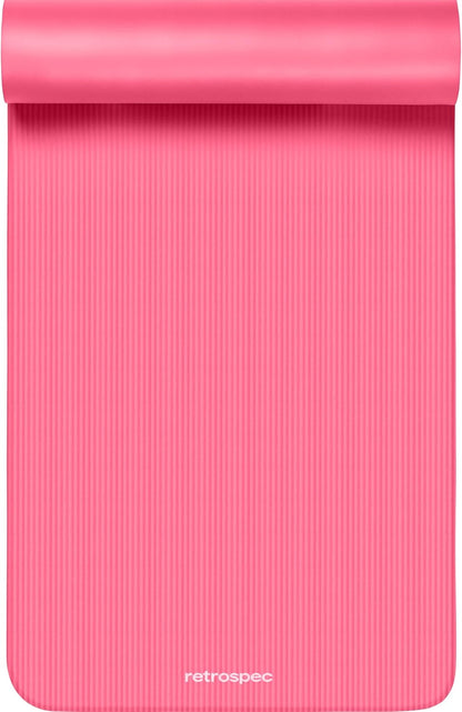 Retrospec Solana Yoga Mat 1" Thick w/Nylon Strap for Men & Women - Non Slip Exercise Mat for Home Yoga, Pilates, Stretching, Floor & Fitness Workouts