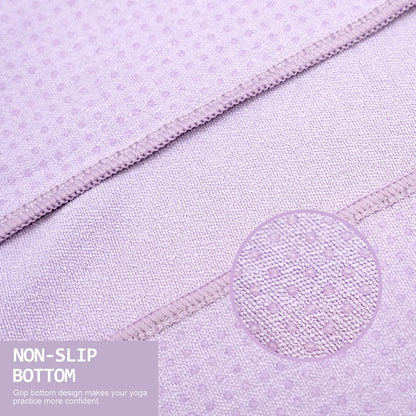 Eunzel Yoga Towel,Hot Yoga Mat Towel with Grip Dots Sweat Absorbent Non-Slip for Hot Yoga, Pilates and Workout 24" x72", Purple & Blue