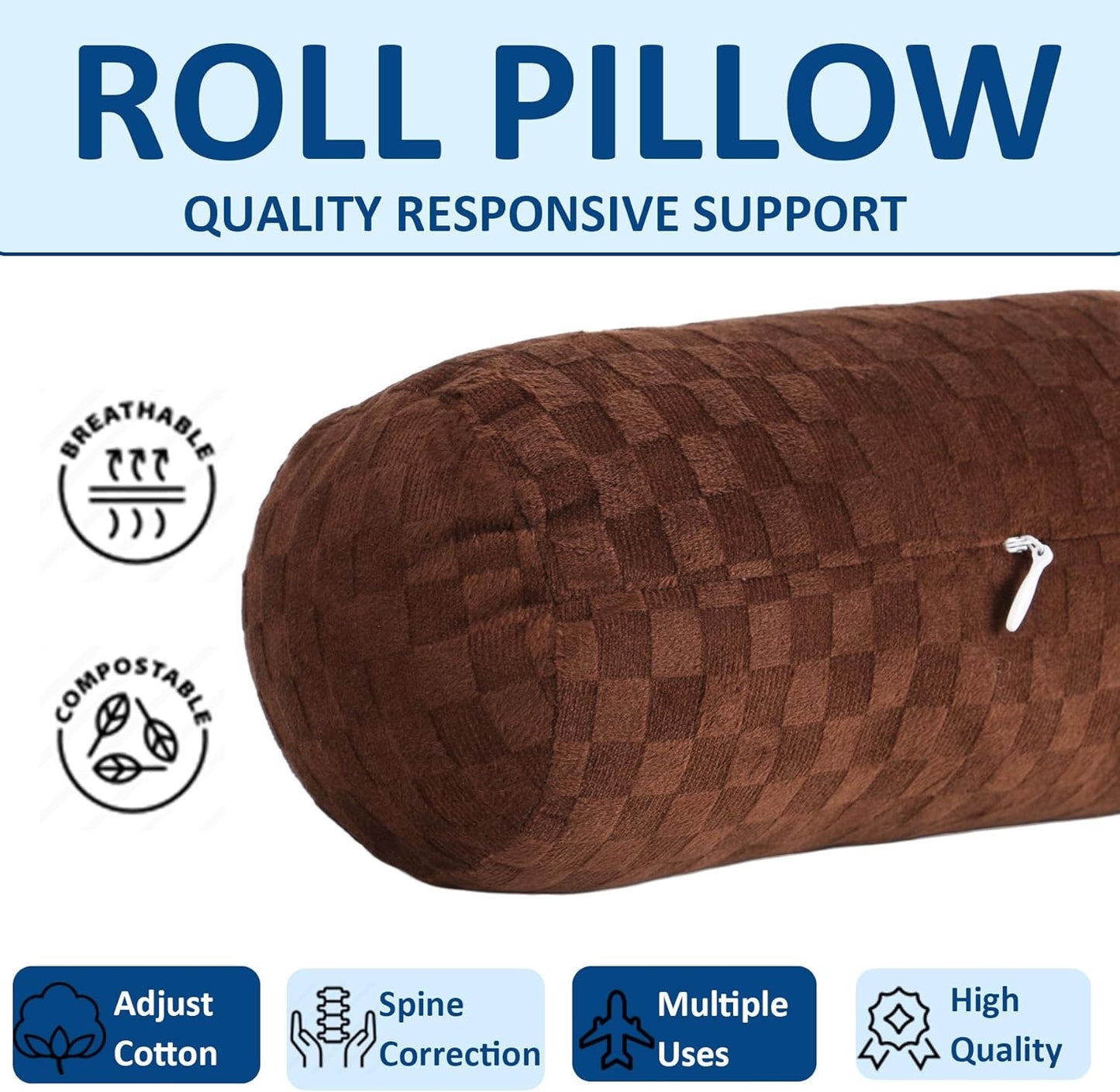 Health Cervical Neck Roll, Comfortable and Highly Resilient Bolster Pillows, Round Neck Pillows Support for Sleeping | Large Size Bolster Pillow for Bed, Legs, Back and Yoga (Purple 81)