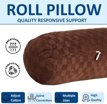 Health Cervical Neck Roll, Comfortable and Highly Resilient Bolster Pillows, Round Neck Pillows Support for Sleeping | Large Size Bolster Pillow for Bed, Legs, Back and Yoga (Purple 81)