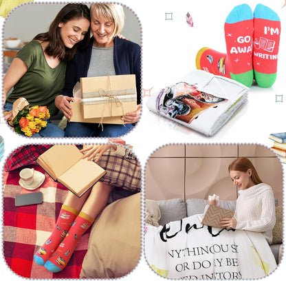 HunnmingRe 2 Pcs Unique Yoga Blanket and Socks Gifts for Yoga Lovers 50" x 60" Restorative Instructor Teacher Mother's Day Birthday Gag Gifts for Meditation Gymnasts Women Girls