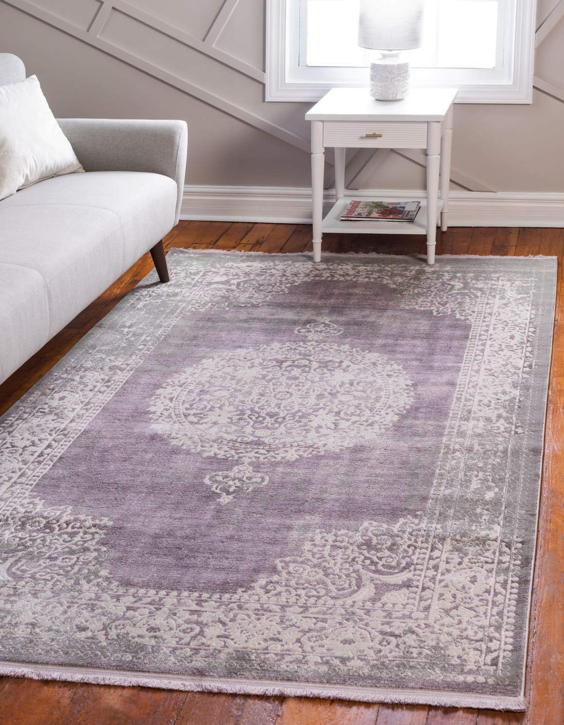 Unique Loom New Classical Collection Area Rug - Olwen (4'Round, Purple/ Gray)