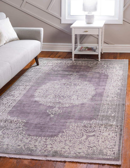 Unique Loom New Classical Collection Area Rug - Olwen (4'Round, Purple/ Gray)