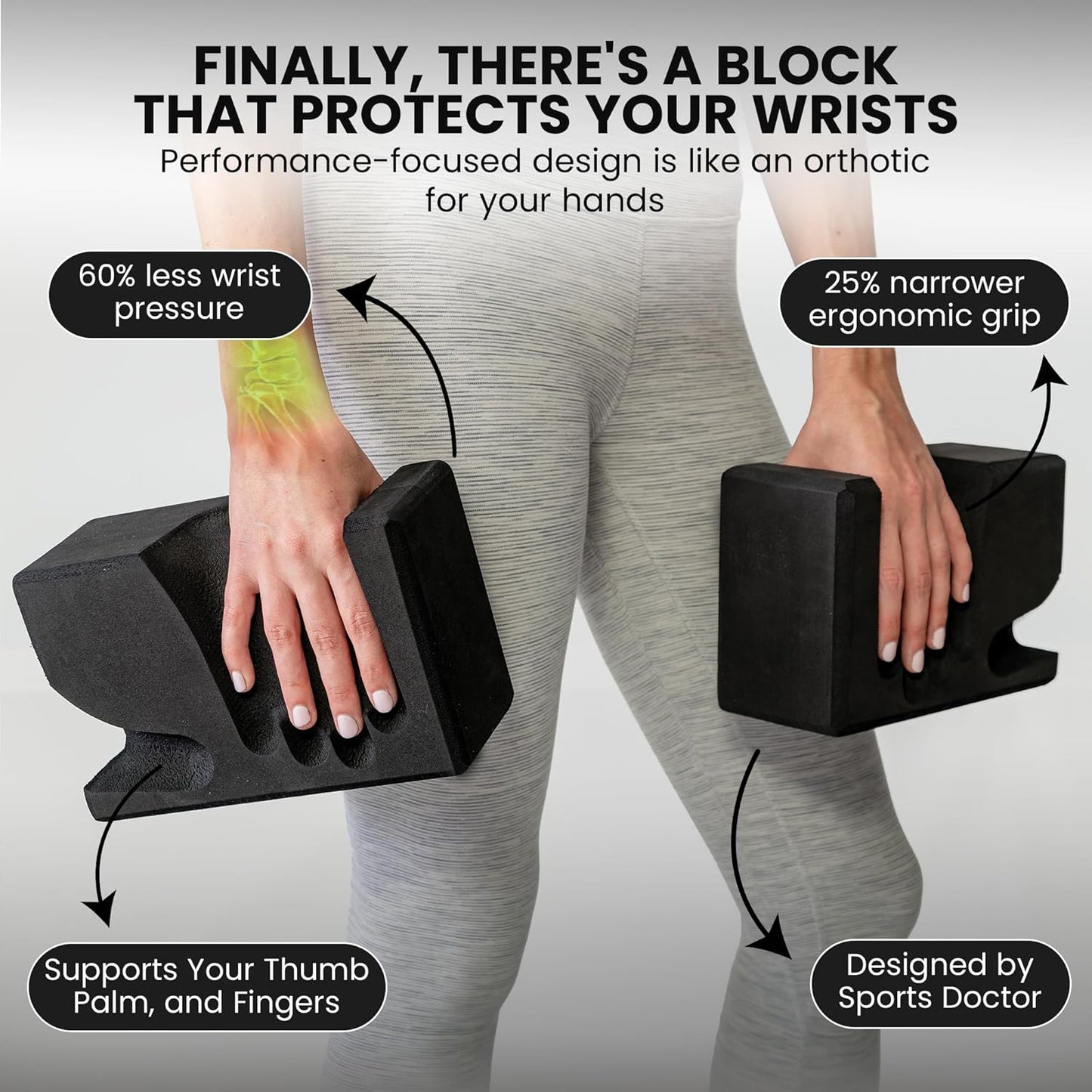 WRISTBuddy® Yoga Blocks 2-Pack (Left + Right) — Ergonomic, Hand-Shaped EVA Blocks for Wrist Relief & Better Grip | Doctor-Designed Support for Yoga, Pilates, Handstands, Push-Ups & Rehab
