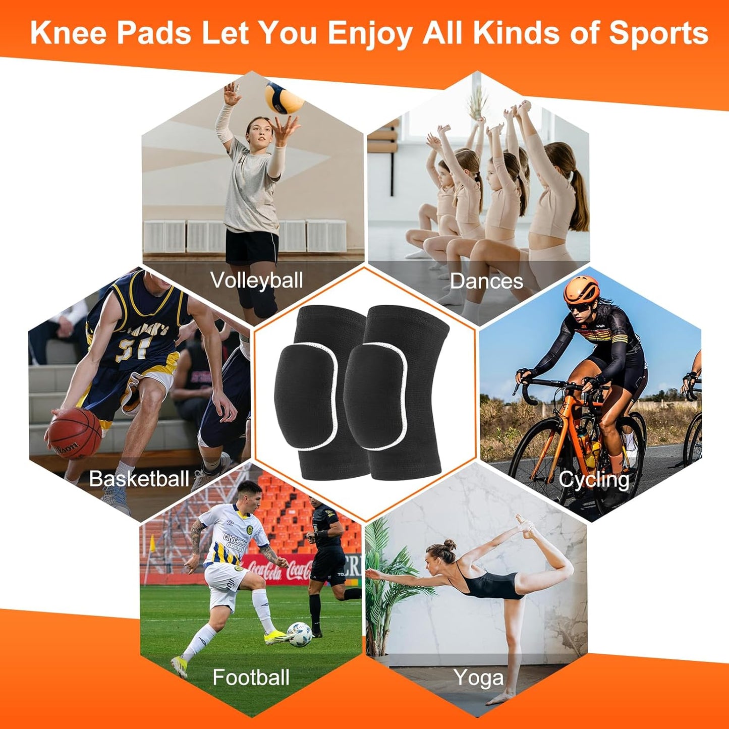 HISFFOG Volleyball Knee Pads for Women, Men, Youth, Girls, Kids, Knee brace for Volleyball Basketball Football Dance Yoga Tennis Running Cycling Workout Climbing Wrestling
