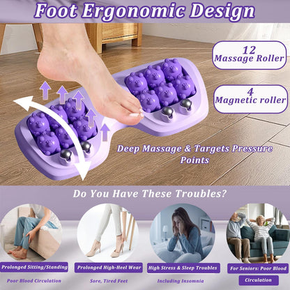 Portable Double Foot Massage Roller for Plantar Fasciitis Relief,Foot Massage Roller with Acupressure Therapy,Pain Relief, Stress Relief & Improved Circulation, Reflexology Tool for Home & Office Use