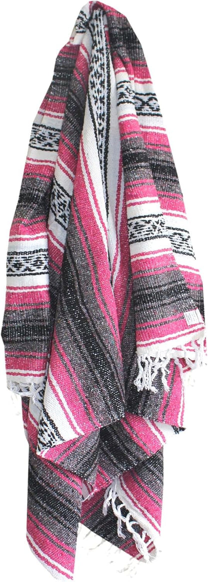 Del Mex Classic Mexican Blanket, Large Authentic Woven Falsa Throw (70"x50"), Artisan Southwest Décor for Beach, Yoga, Outdoors (Lavender)