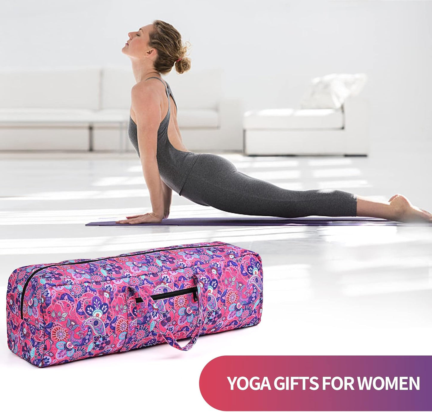 Boulder Bee | Yoga Mat Bag | Large Yoga Mat Carrier with Wet Pocket | Yoga Gifts | Gym Tote Bag for Women