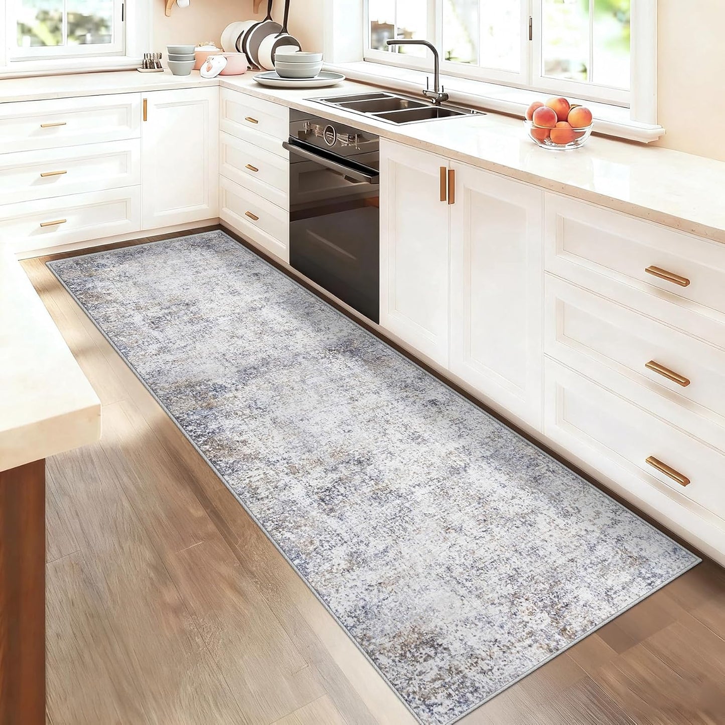 XLUEZ 8x10 Area Rugs for Living Room, Washable Modern Abstract Large Area Rug Neutral Soft Non Slip Kids Rug Stain Resistant Indoor Carpet for Bedroom Nursery Dining Children's Room(Blue, 8'x10')