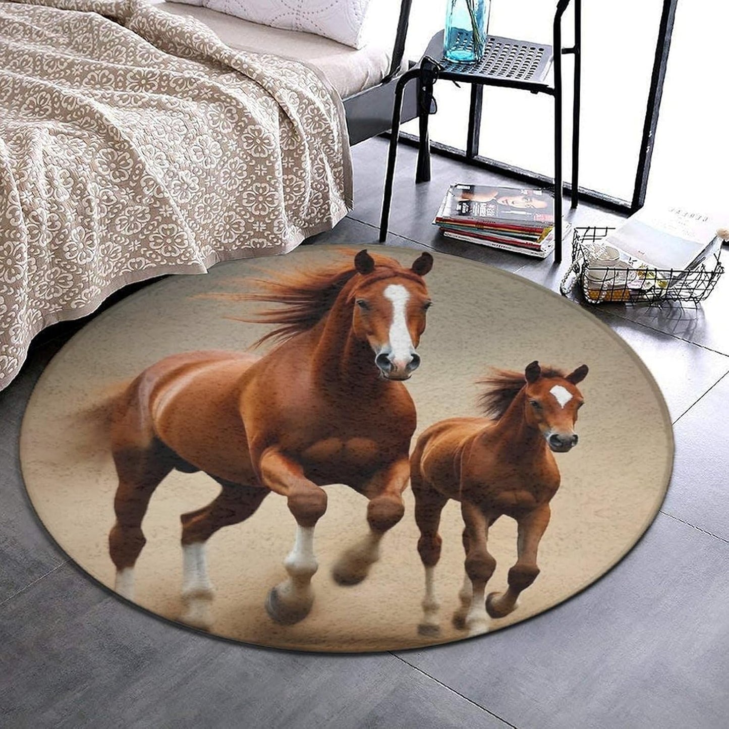 Soft Round Yoga Carpet, Office Chair Decor Round Mat for Carpet and Hardwood Floors Purple Butterfly