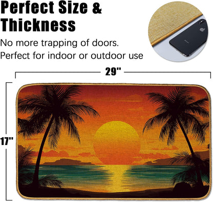 Doormat Yoga Frog Front Door Mat Indoor Outdoor Entrance,Pink Lotus Flower Door Mat Waterproof Low Profile All-Season,Easy Clean Patio Porch Entryway Floor Rug 17x29 Inch