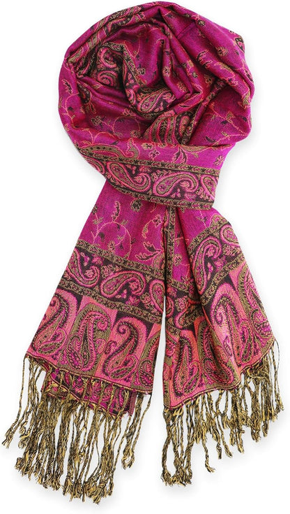 Ciormis Two Tone Silky Paisley Pashmina Shawl Scarf,Soft Women's Rave Jacquard Pashminas Wrap Scarves