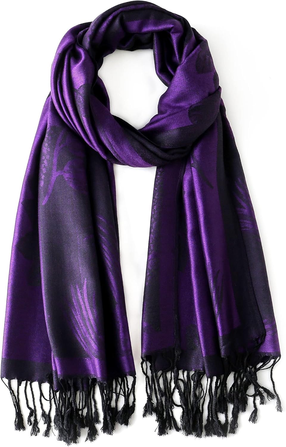 Ciormis Two Tone Silky Paisley Pashmina Shawl Scarf,Soft Women's Rave Jacquard Pashminas Wrap Scarves
