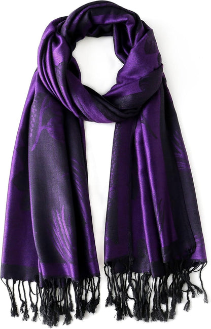 Ciormis Two Tone Silky Paisley Pashmina Shawl Scarf,Soft Women's Rave Jacquard Pashminas Wrap Scarves