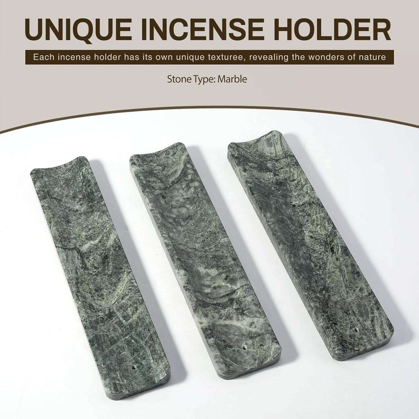 Koville Marble Incense Holder, Incense Holder for Sticks, Incense Sticks Holder Ash Catcher for Meditation Yoga SPA, Natural Stone Incense Burner, Home Table Decor (Green)
