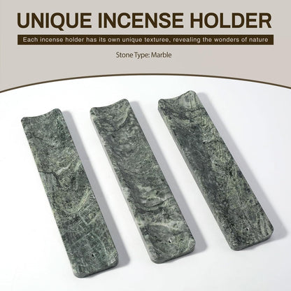 Koville Marble Incense Holder, Incense Holder for Sticks, Incense Sticks Holder Ash Catcher for Meditation Yoga SPA, Natural Stone Incense Burner, Home Table Decor (Green)