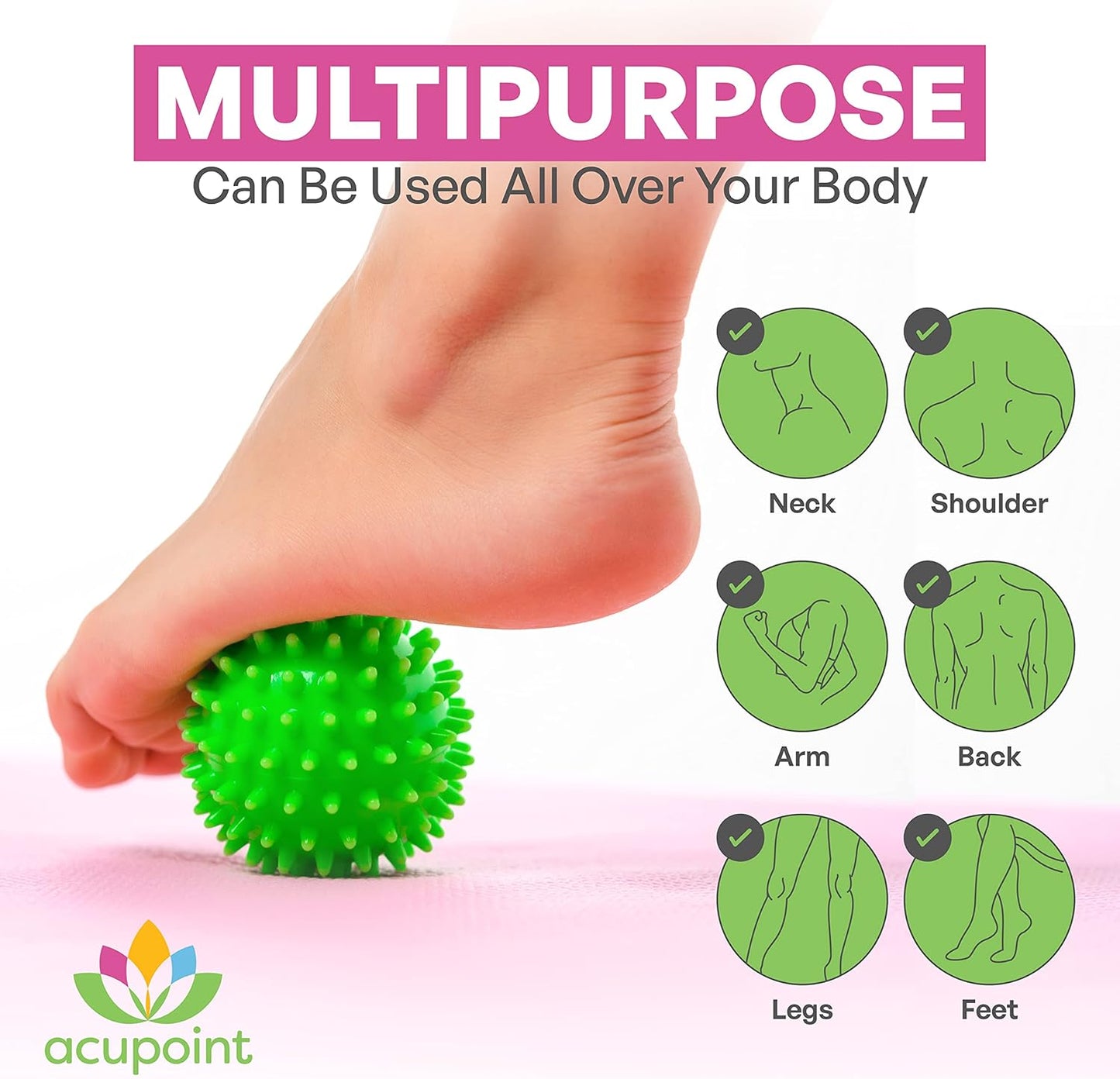 Acupoint Physical Massage Therapy Ball Set - Ideal for Yoga, Deep Tissue Massage, Trigger Point Therapy and Myofascial Release Physical Therapy Equipment