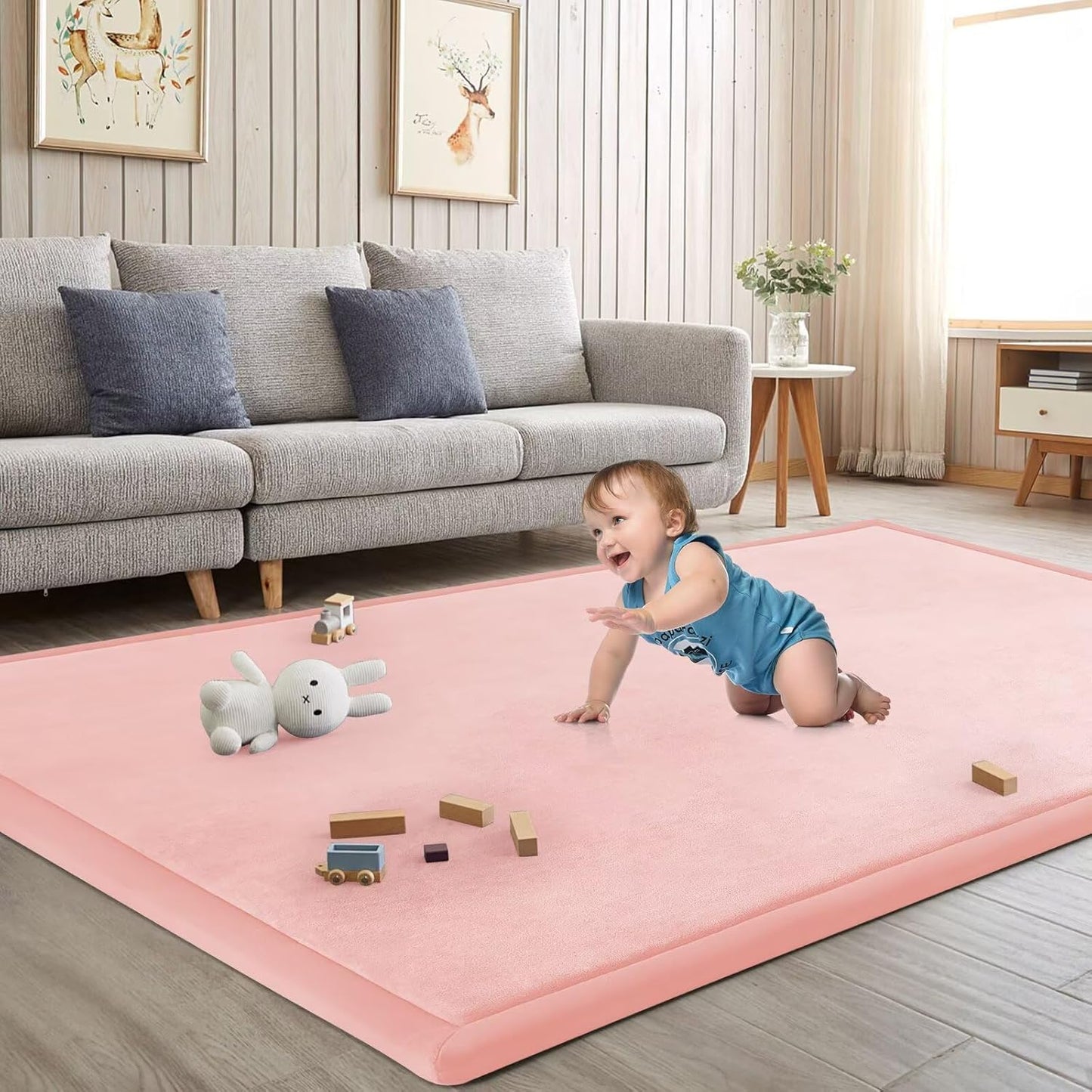Baby Play Mat for Floor Nursery Rug Muscle Mat Area Rug Playroom Rug 79"x110" Playpen Mat Memory Foam 1.3" Thick Crawling Mat For Babies,Toddlers, Infants, Kids,Grey