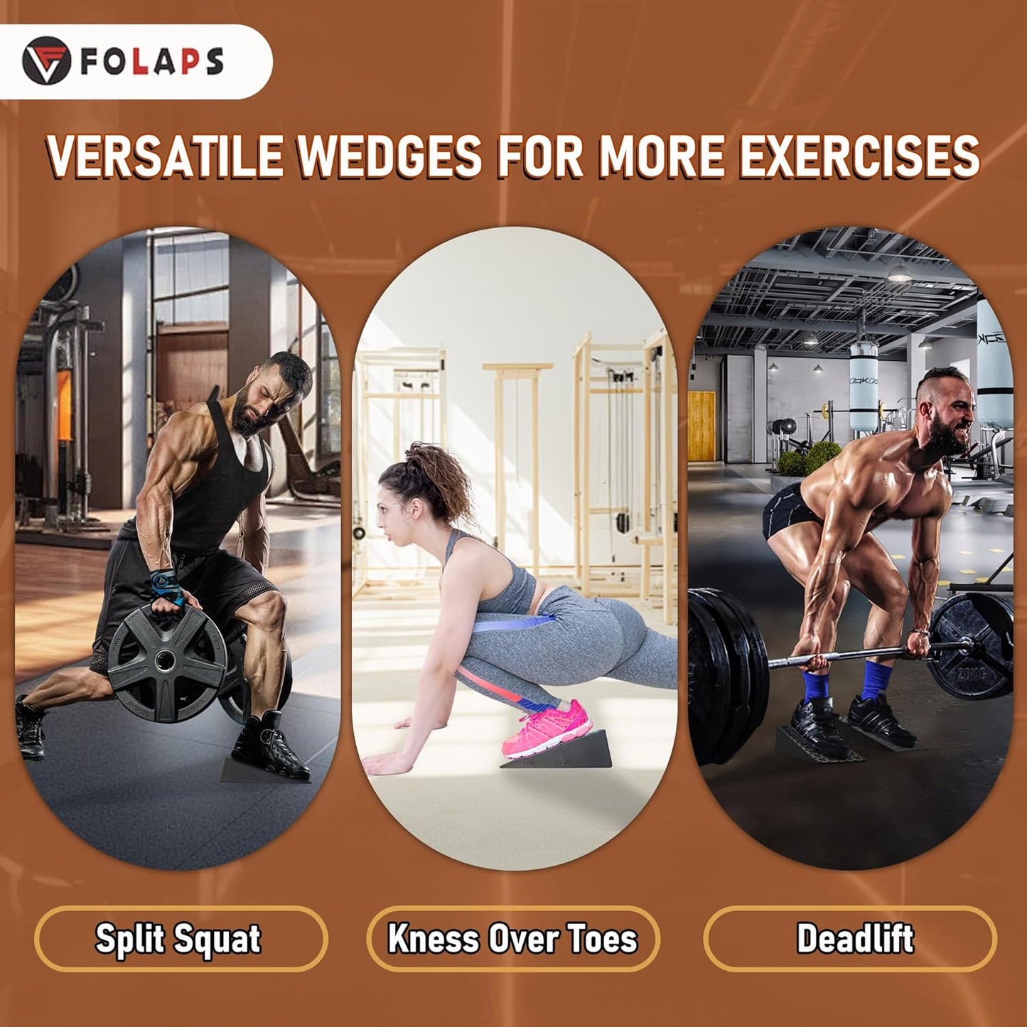 Folaps Squat Wedge Block with Guide for Heel Elevated Squat Weightlifting Slant Board for Squats with Carry Bag to Improve Mobility Balance and Strength Performance