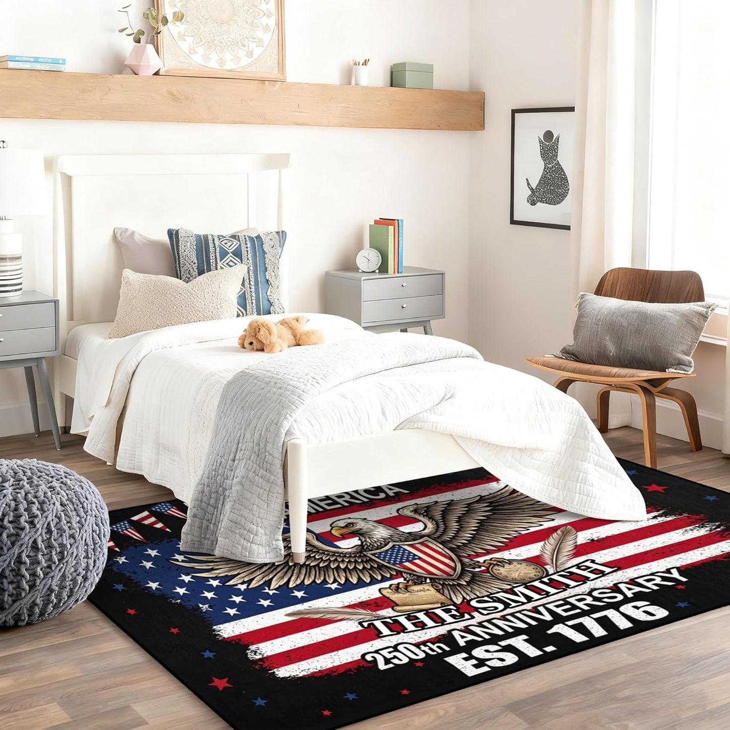 Personalized Family Name Initials Monogram Pink Rug, Shining Butterfly Printed Carpets for Girls Kids Butterfly Theme Living Room Indoor Bedroom Decor 5'×7' Soft Polyester Yoga Mat